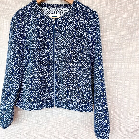 Textured Bomber Jacket Old Navy Southwest Boho Festival Collarless Jacket - Picture 5 of 15
